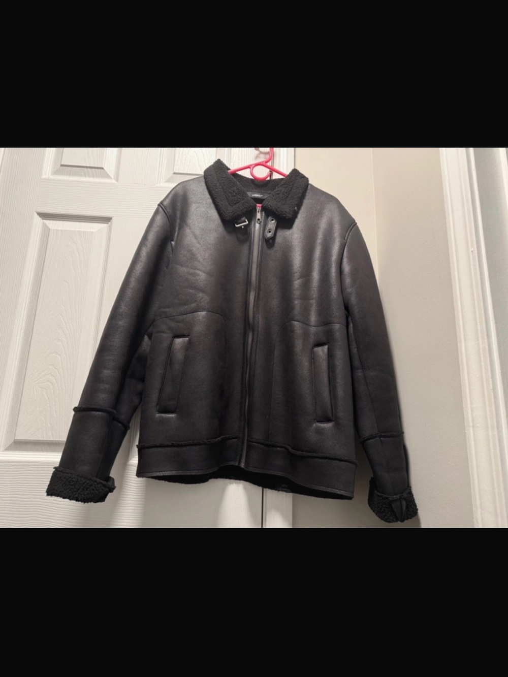 Men's Black Shearling-Lined Aviator Jacket